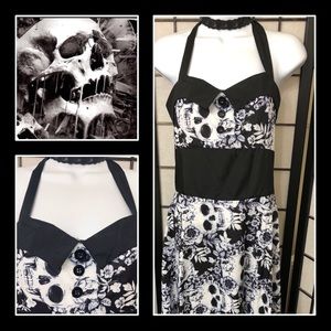Skull Halter Style Party Dress 🏴☠️🖤